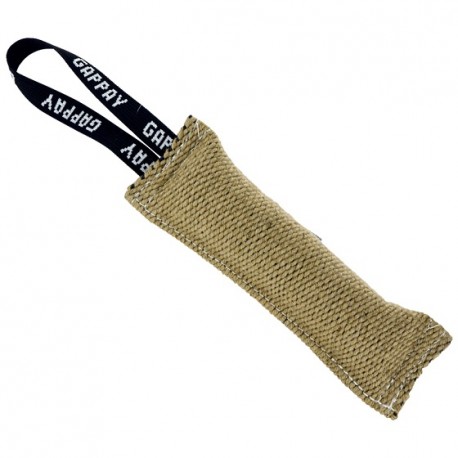 Stitched tug, jute 5x25 cm with handle
