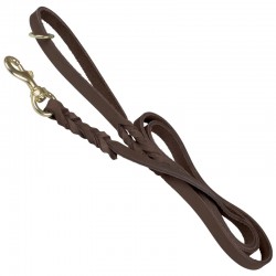 Leather leash, 15 mm wide, length 170 cm