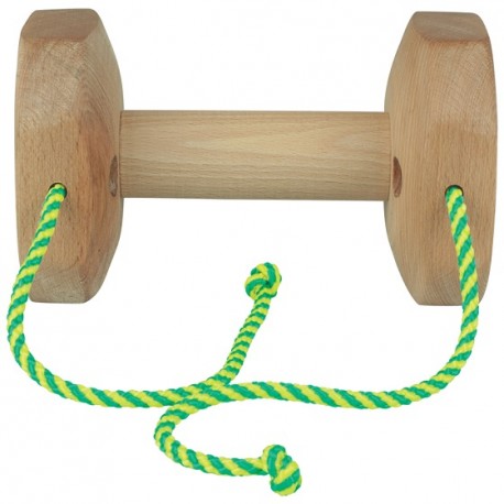 Wooden dumbbell with strings (wooden middle)