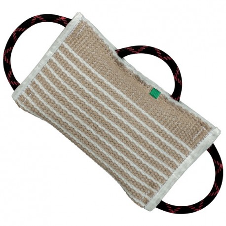 Soft tug with gusset (bite pillow), jute, 3 handles